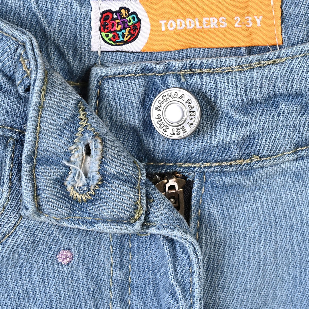 Girls Denim Viscose Pant Character-LT.Blue