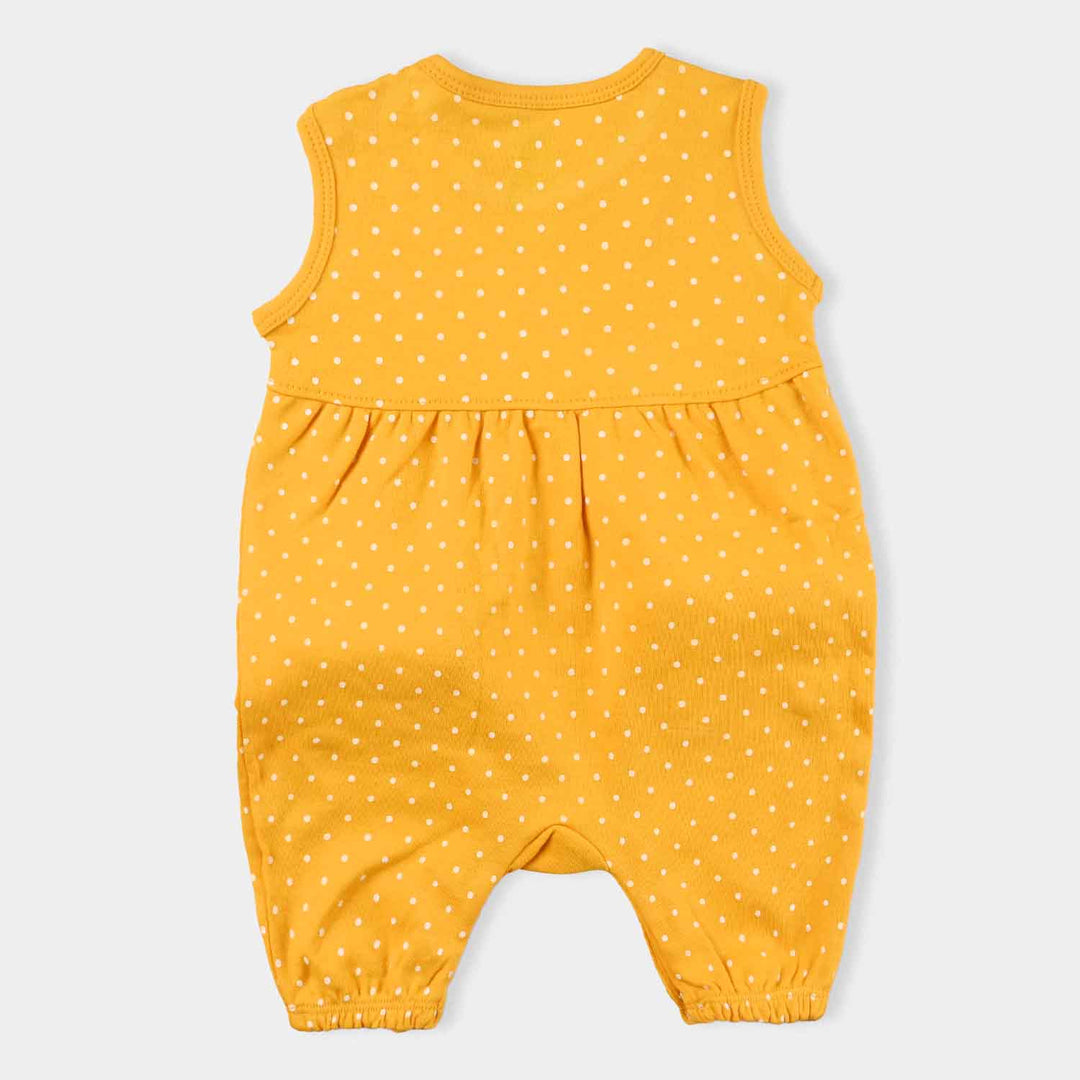 Infant Girls Cotton Interlock Knitted Romper Mouse Face-Citrus