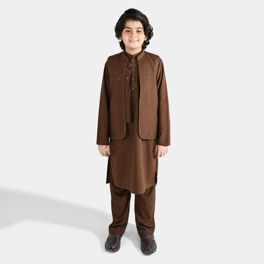 Boys Poly Viscose 3Piece (Coca Brown)
