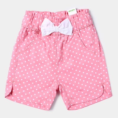 Infant Girls Cotton Short Printed Dots-Coral