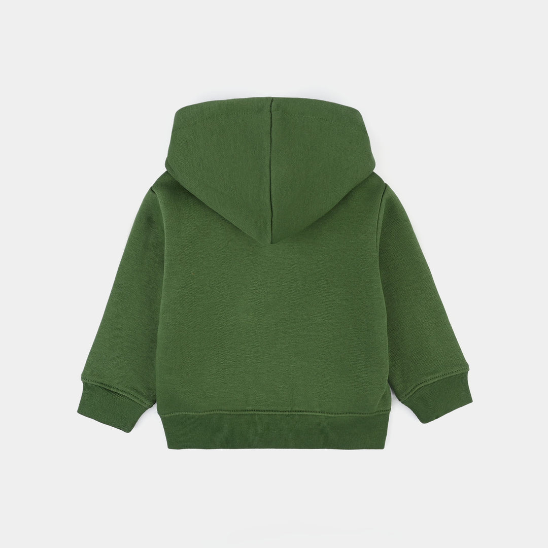 Infant Boys Fleece Knitted Jacket Basic-Olive Green