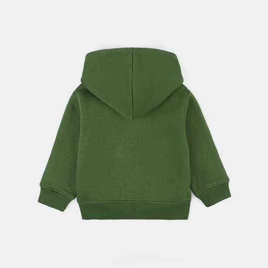 Infant Boys Fleece Knitted Jacket Basic-Olive Green