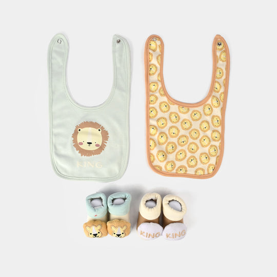 Baby Bibs & Booties Set | 4 Pcs
