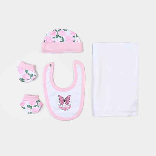 Infant Girls Cotton Interlock 8PCs Set-Pink/White