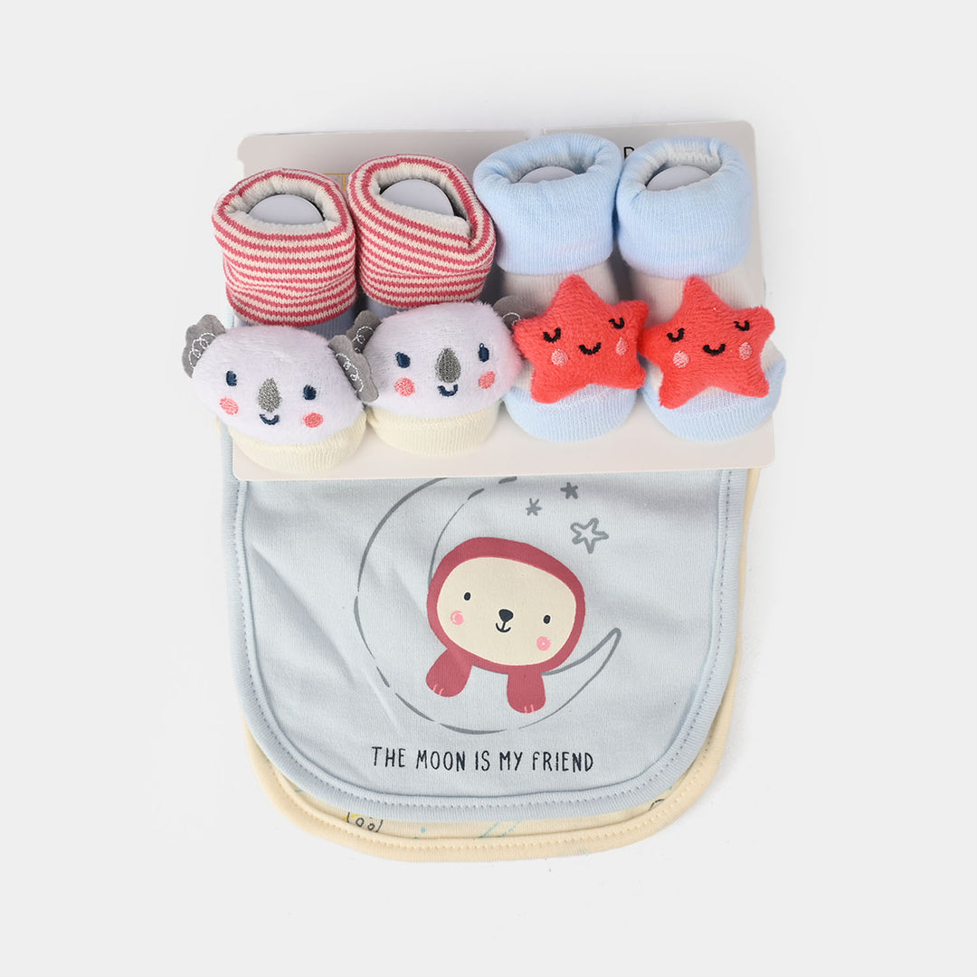 Baby Bibs & Booties Set | 4 Pcs