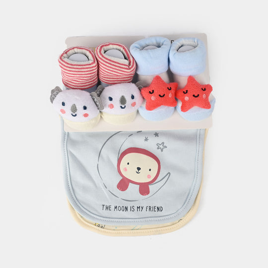 Baby Bibs & Booties Set | 4 Pcs