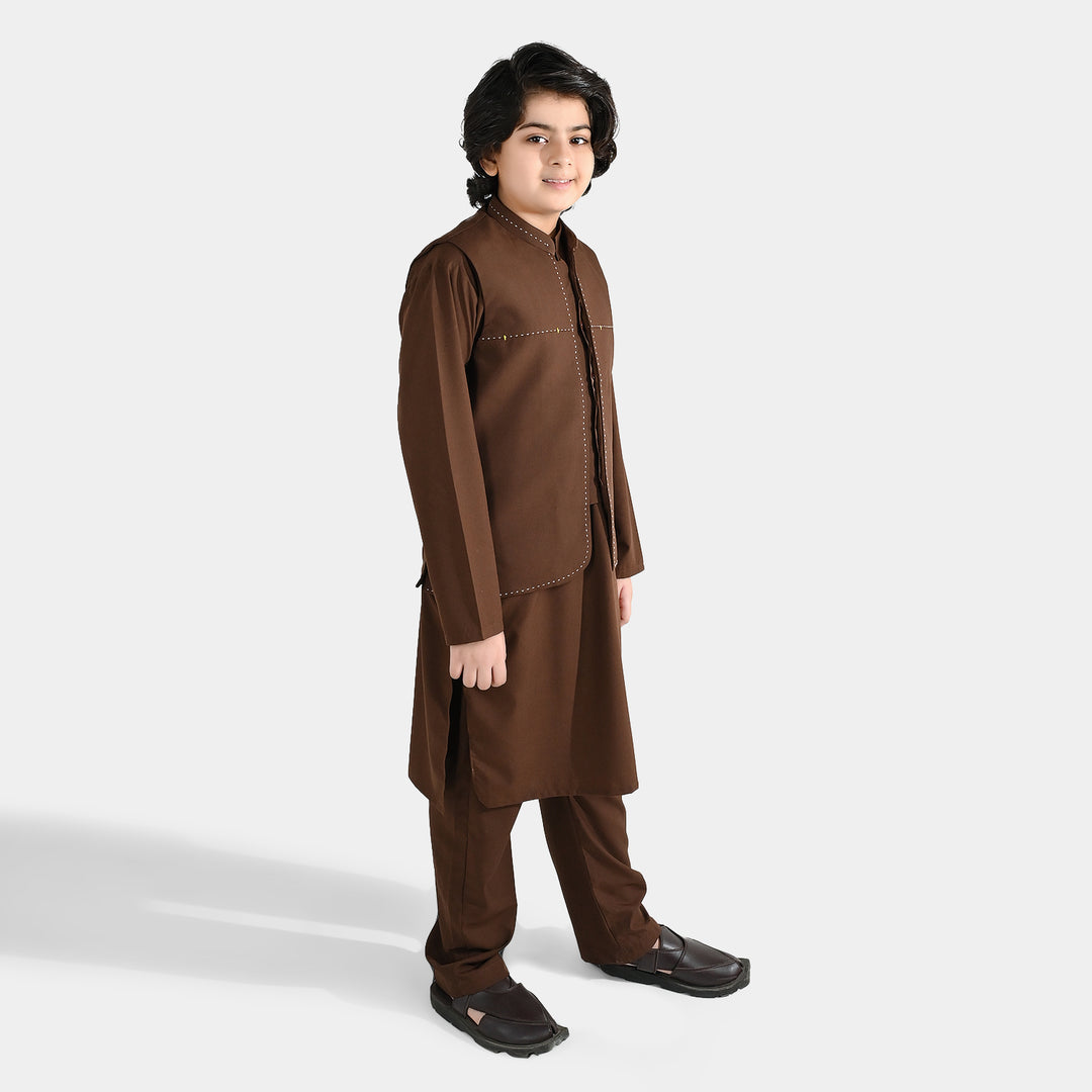 Boys Poly Viscose 3Piece (Coca Brown)