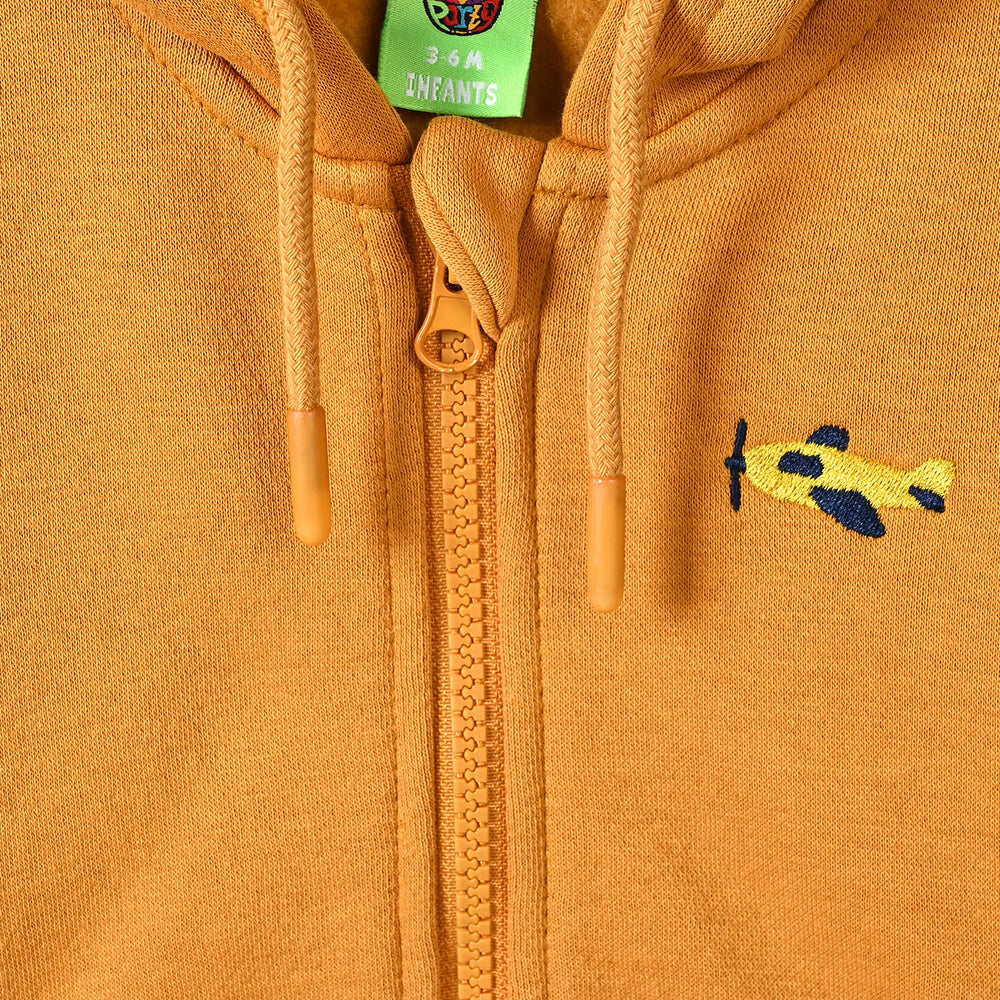 Infant Boys Fleece Knitted Jacket Plane-Yellow