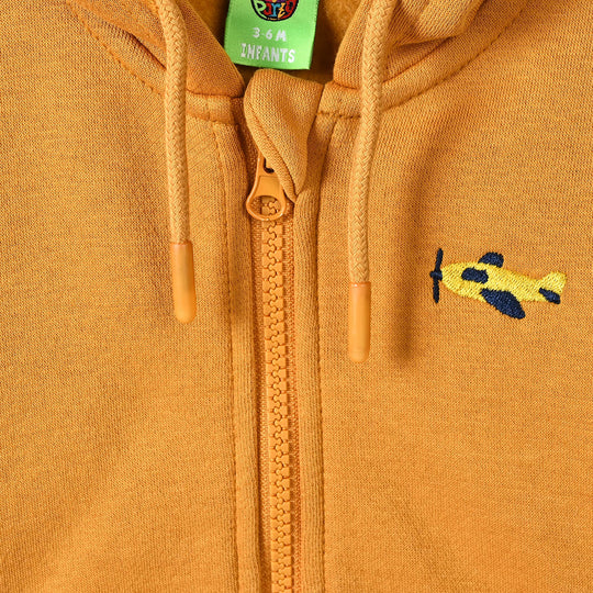 Infant Boys Fleece Knitted Jacket Plane-Yellow