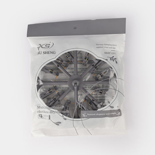 Multifunctional Clothes Drying Rack (12 Clips)