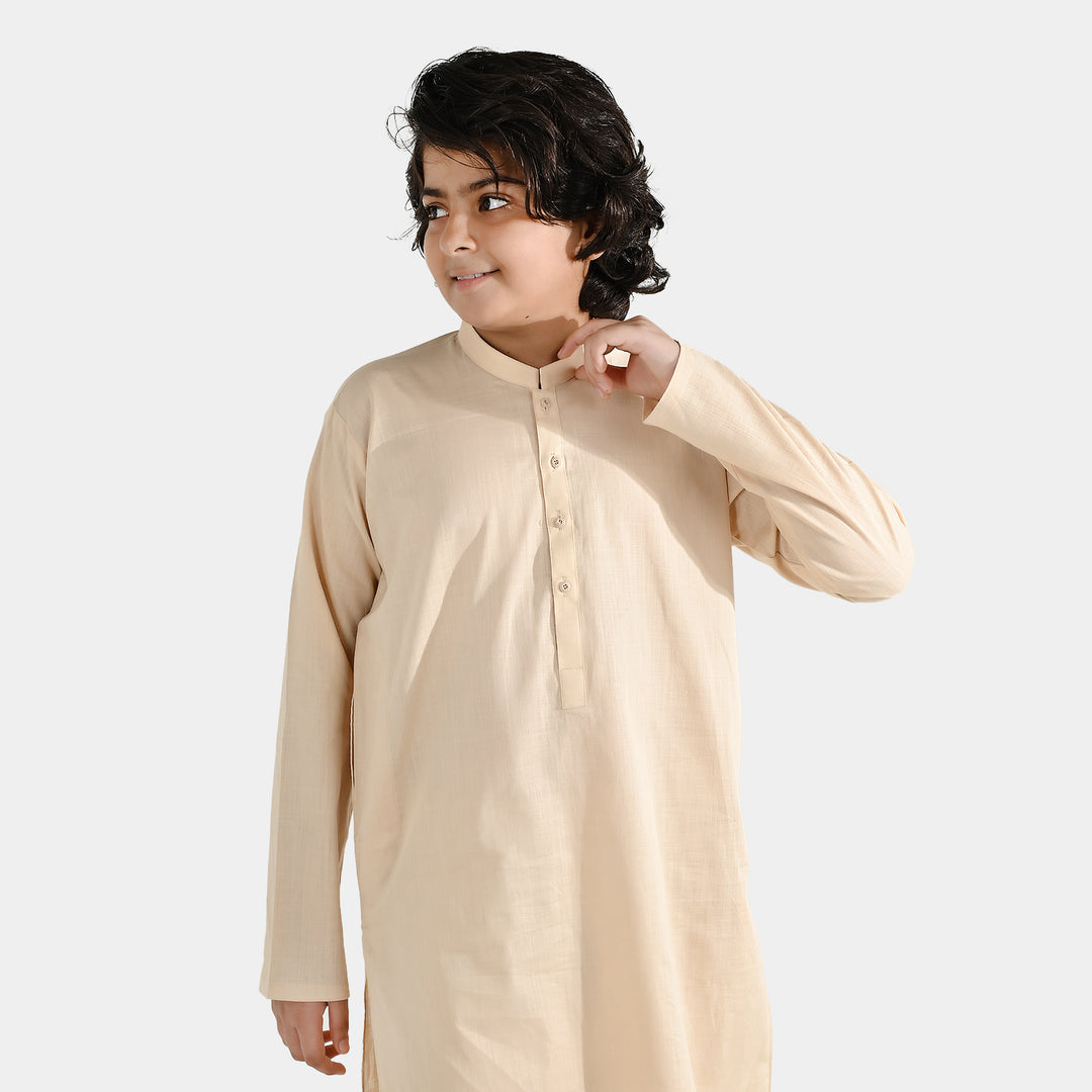 Boys Cotton Slub 3Piece Suit (Peach Punch)