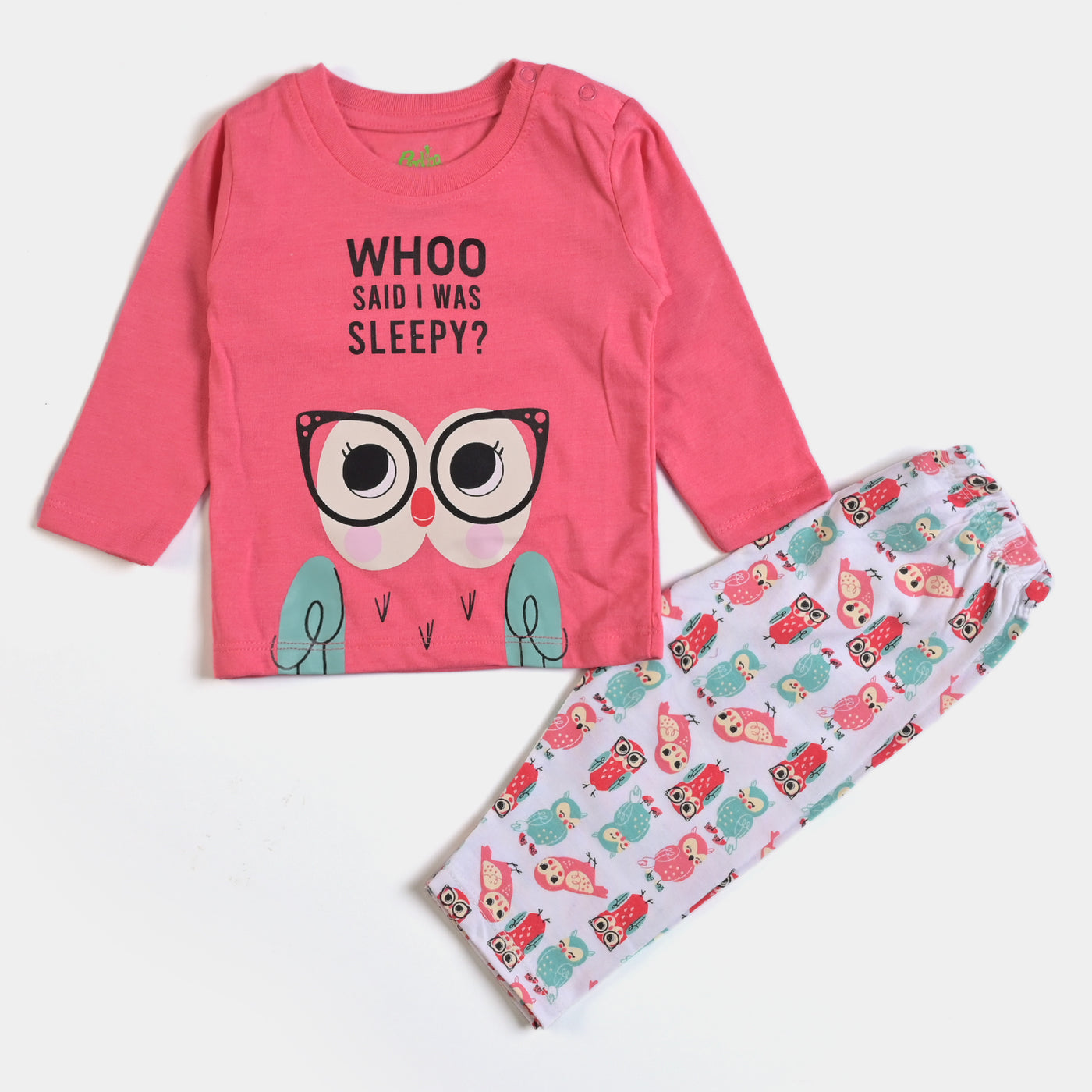 Infant Girls Knitted Night Suit Sleepy Owl-Camellia