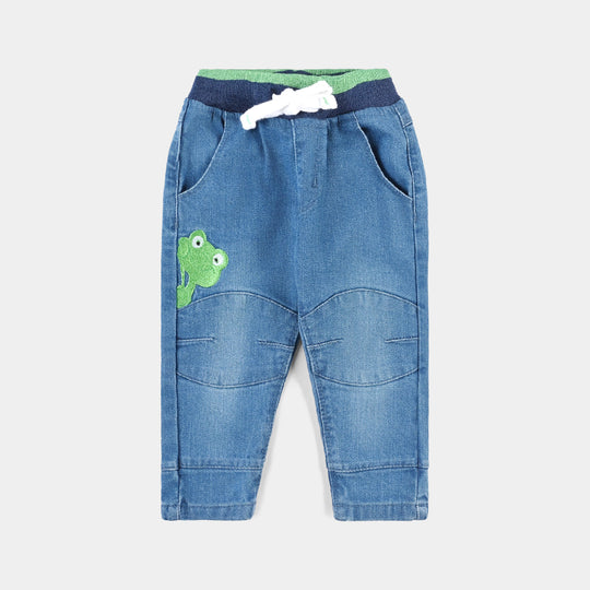 Infant Boys Denim Stretch Pant Frog-Mid Blue