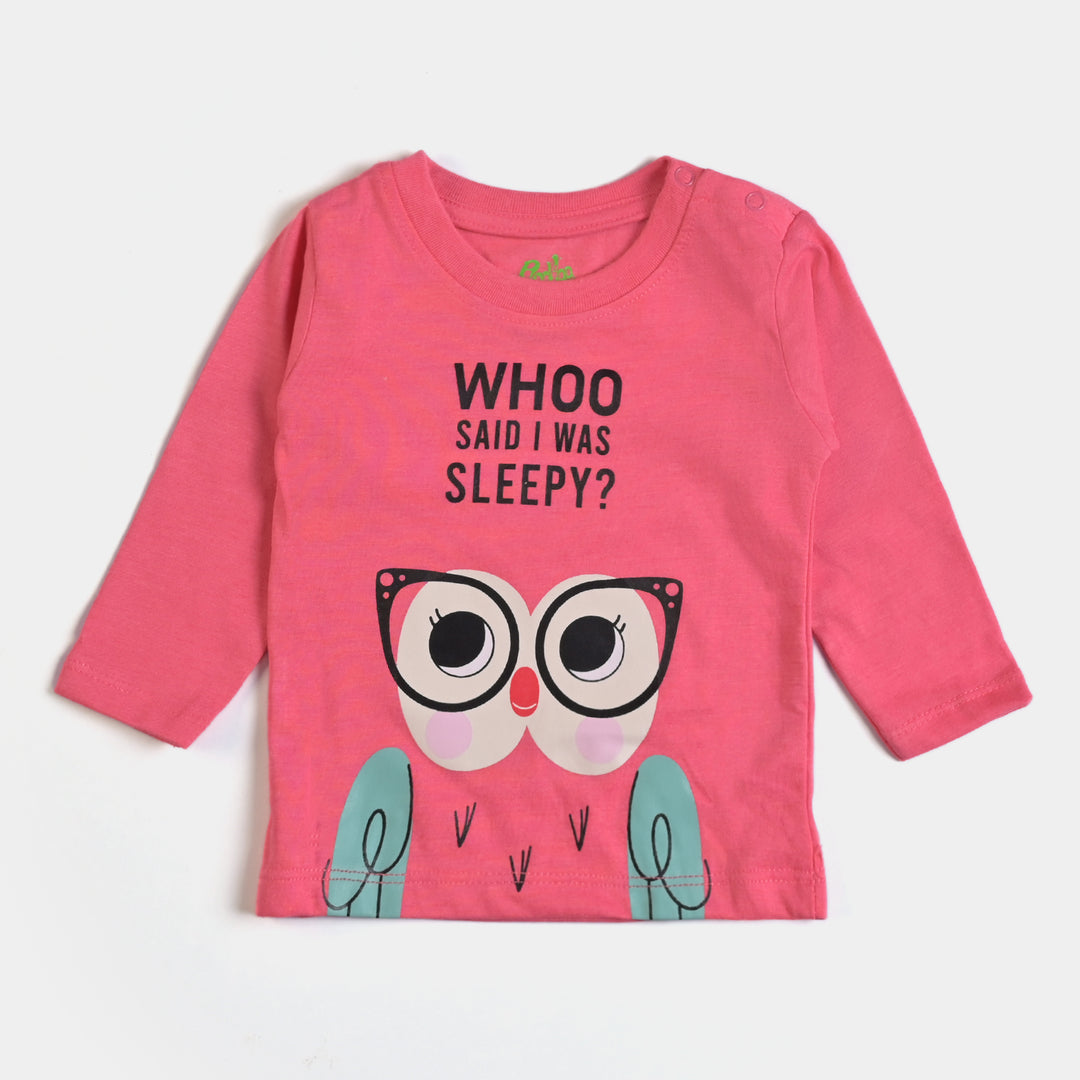 Infant Girls Knitted Night Suit Sleepy Owl-Camellia