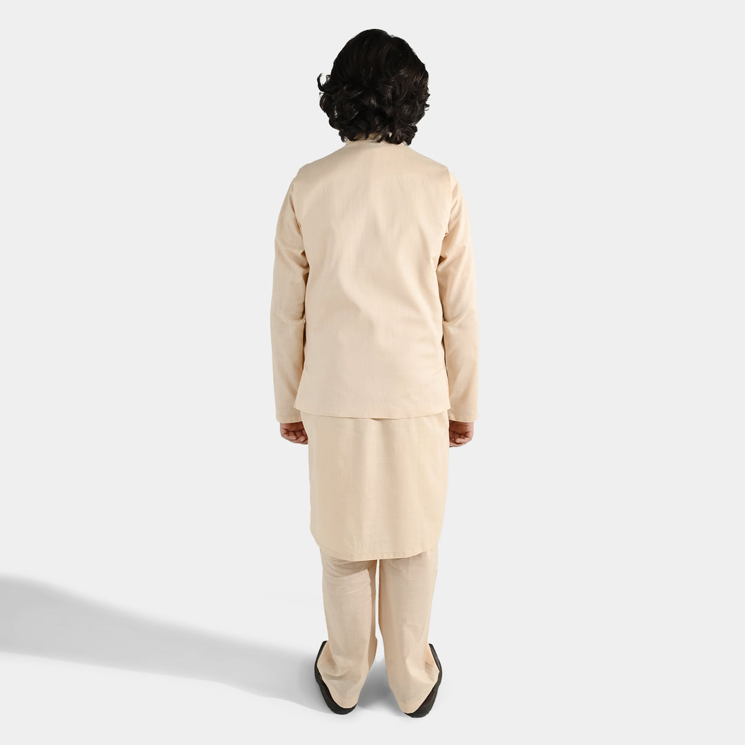 Boys Cotton Slub 3Piece Suit (Peach Punch)