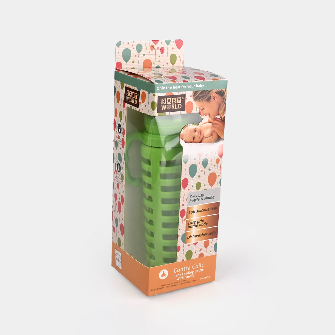 Baby Glass Feeding Bottle | 240ml with Handles