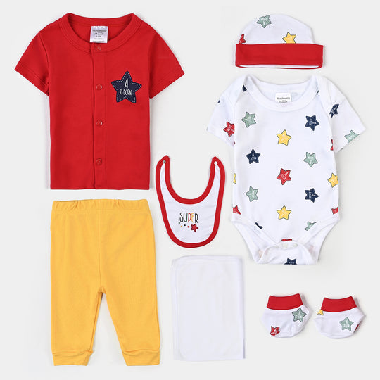 Infant Unisex Cotton Interlock 8PCs Set-White/Yellow