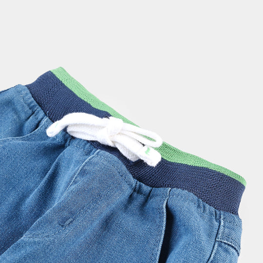 Infant Boys Denim Stretch Pant Frog-Mid Blue