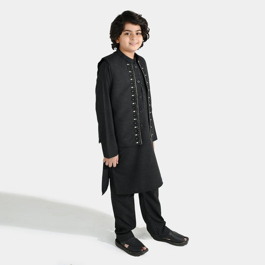 Boys Poly Viscose 3Piece Suit-Black Beauty