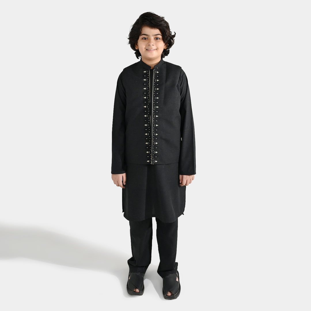 Boys Poly Viscose 3Piece Suit-Black Beauty