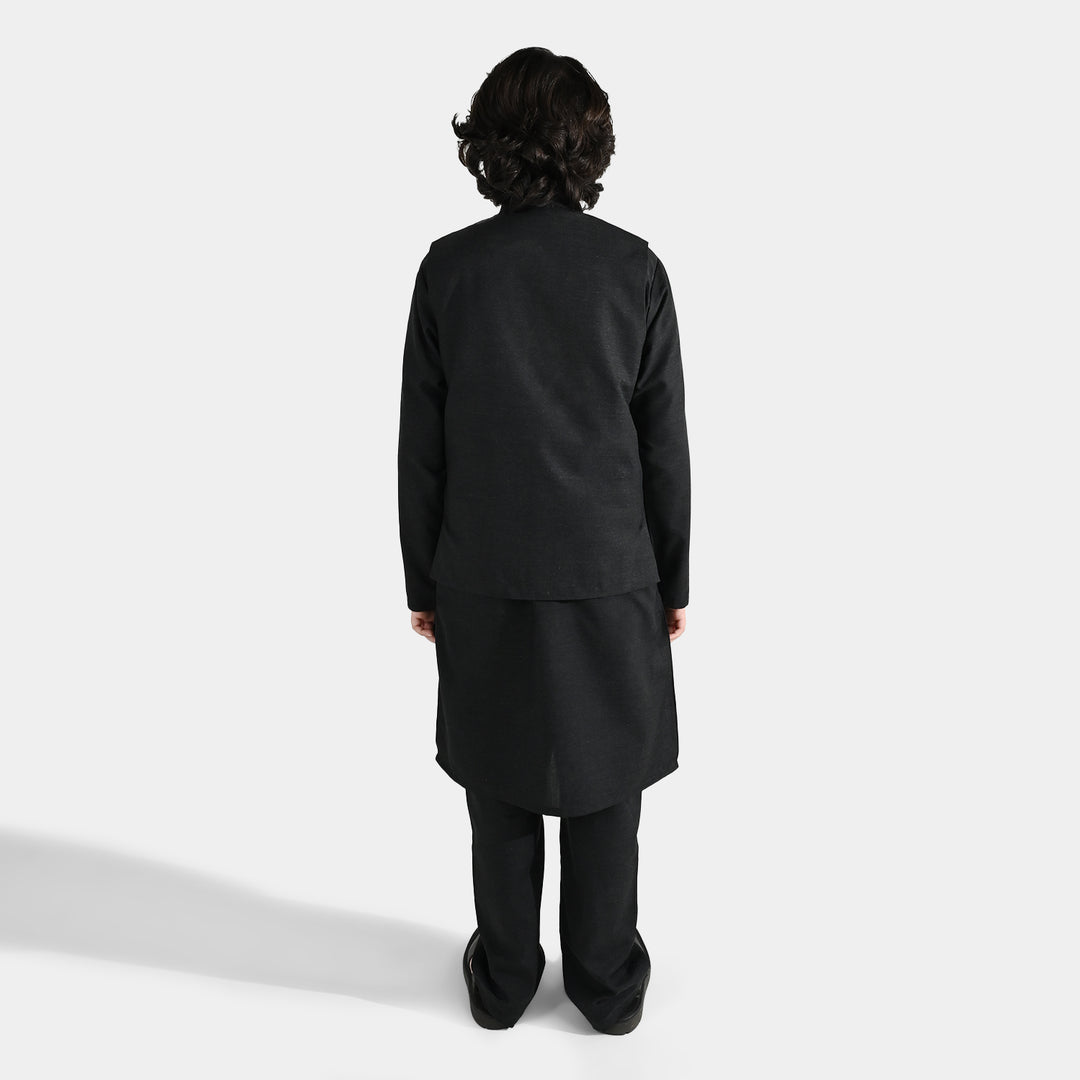 Boys Poly Viscose 3Piece Suit-Black Beauty