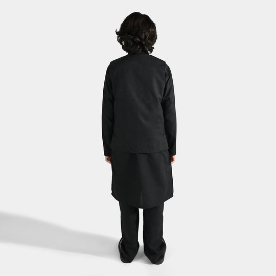 Boys Poly Viscose 3Piece Suit-Black Beauty