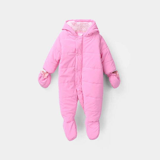 Infant Girls Puffer Romper - Pink