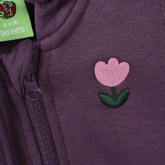 Infant Girls Fleece Knitted Jacket Flower-Grape.Jam