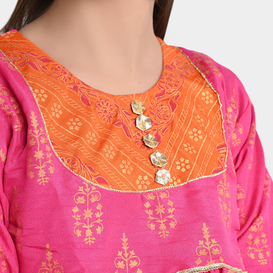 Girls Raw Silk 3PCs Suit Rang Snapshot | Pink