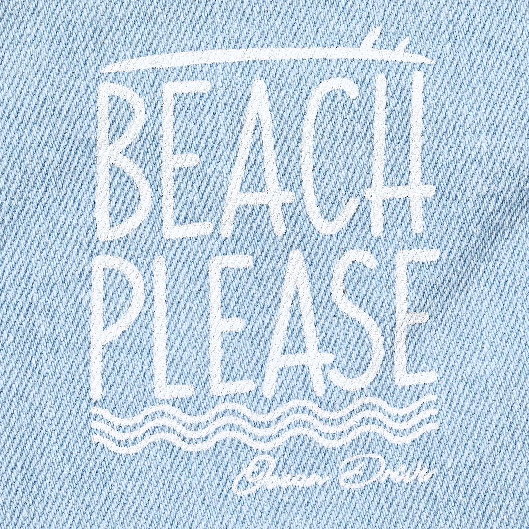 Boys Denim Short Beach Please-Ice Blue