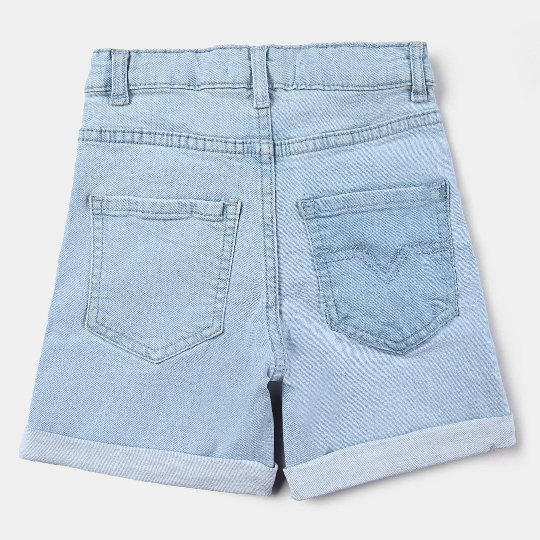 Boys Denim Short Beach Please-Ice Blue