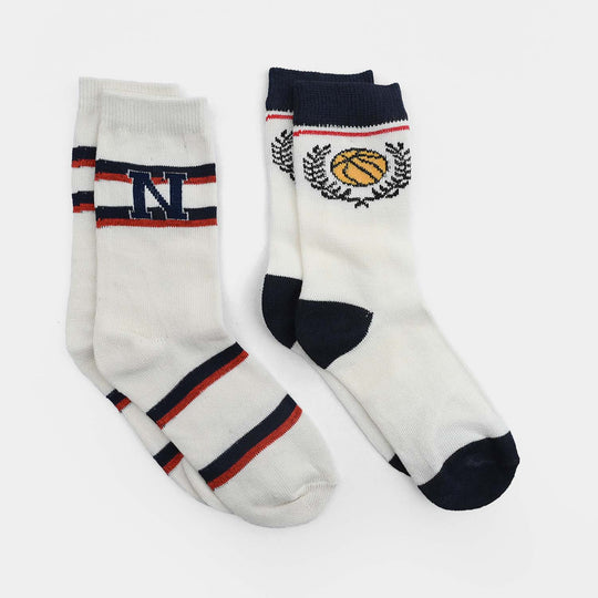 Boys Cotton Sock Pack of 2 N & Basket Ball-Off.White