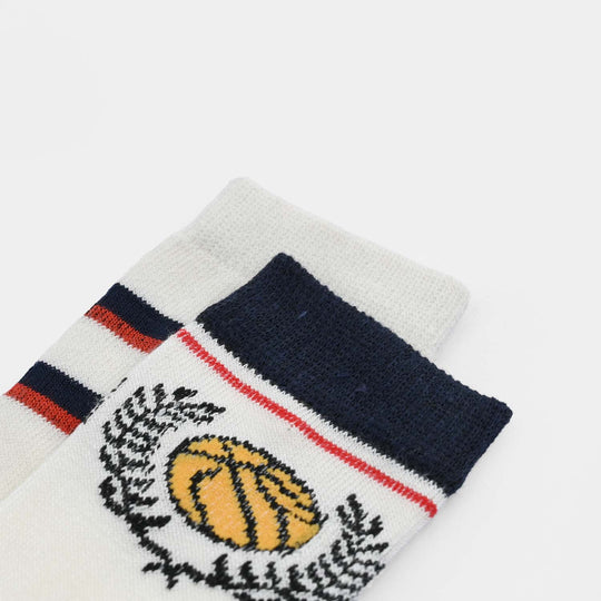 Boys Cotton Sock Pack of 2 N & Basket Ball-Off.White