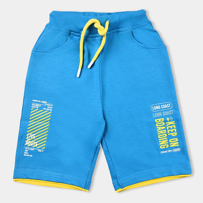 Boys Cotton Terry Knitted Terry Short Live The Route - Blue