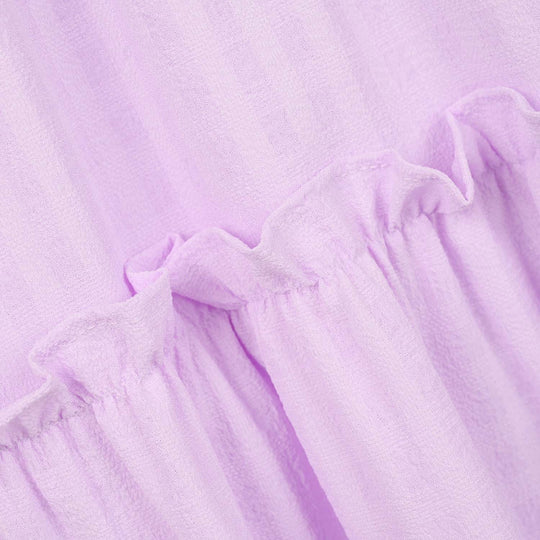 Girls Poly Crinkle Embroidered Frock - Lavender