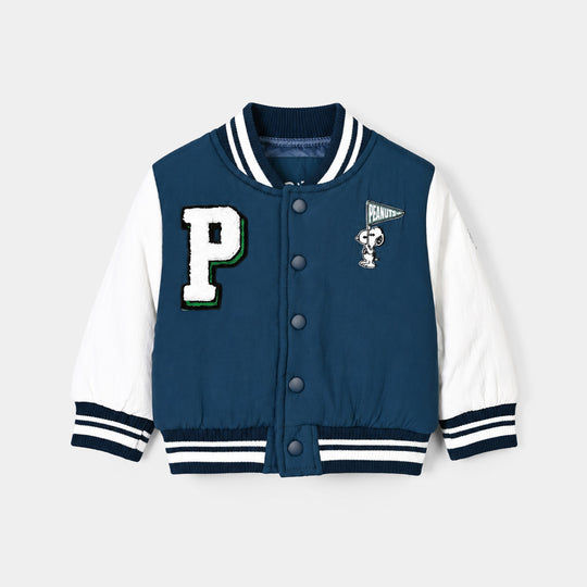 Infant Boys Polyester Puffer Jacket Peanuts- Teal/White