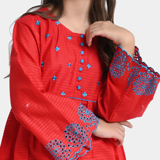 Girls Jacquard 2Pcs Suit Lively-Red