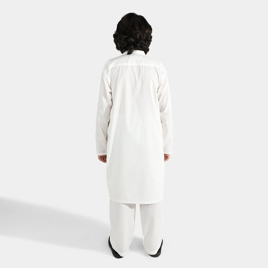 Boys Poly Viscose 2Piece Suit-Bright White