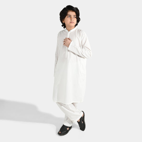 Boys Poly Viscose 2Piece Suit-Bright White