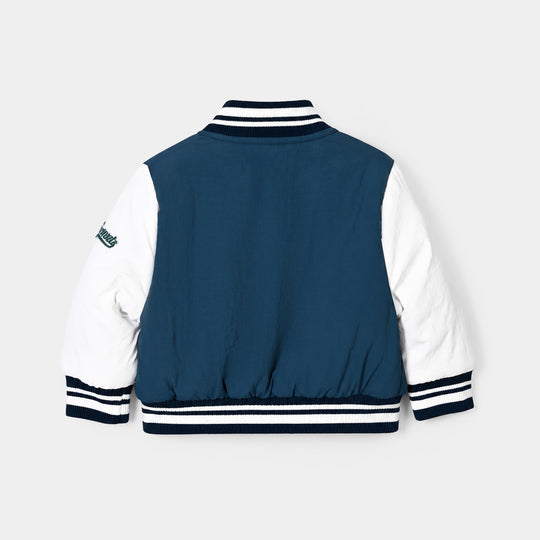 Infant Boys Polyester Puffer Jacket Peanuts- Teal/White