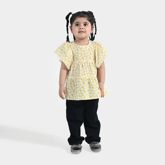 Infant Girls Cotton Causal Frock Frill - Yellow