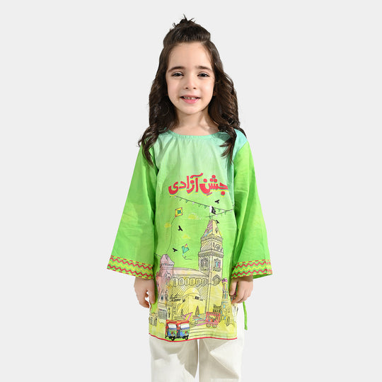 Girls Rang -E-Azadi Kurti – Green