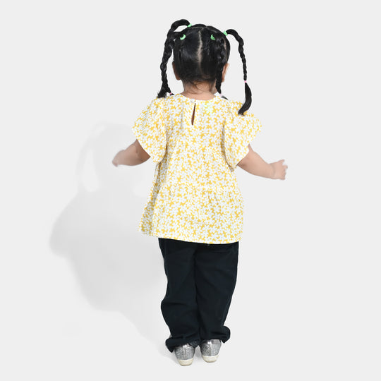 Infant Girls Cotton Causal Frock Frill - Yellow