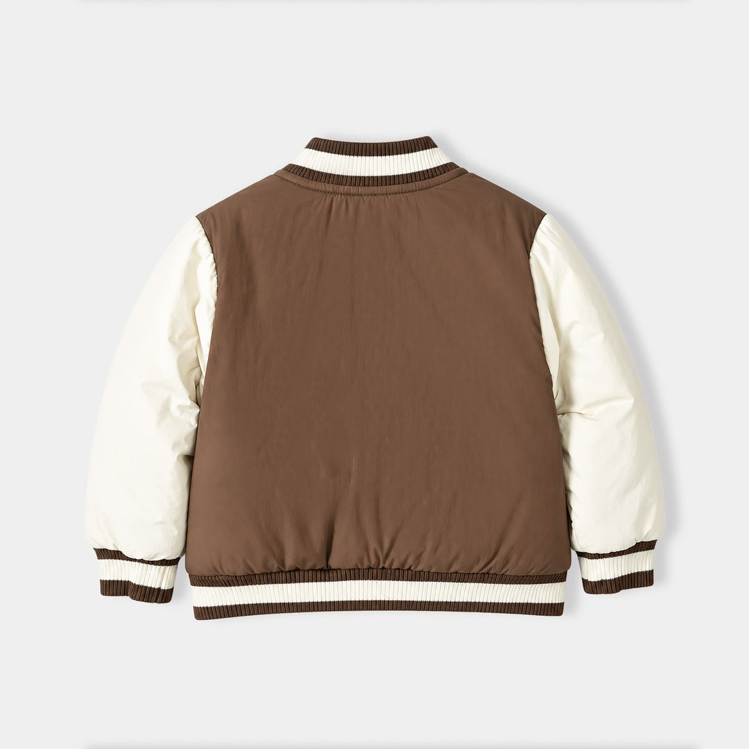 Boys Polyester Quilted Jacket Take A Chance-BROWN