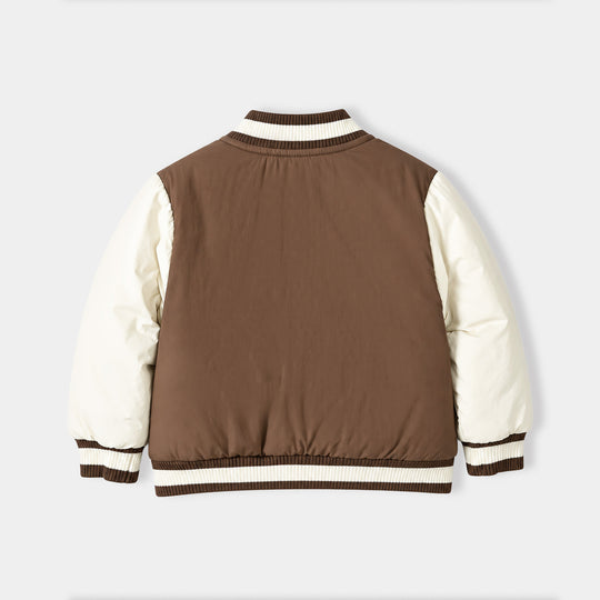 Boys Polyester Quilted Jacket Take A Chance-BROWN
