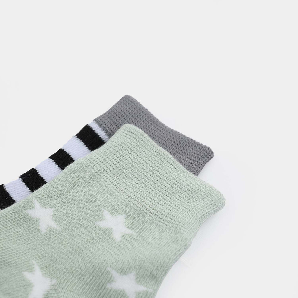 Infant Boys Cotton Sock Pack Of 2 Stars-GREY