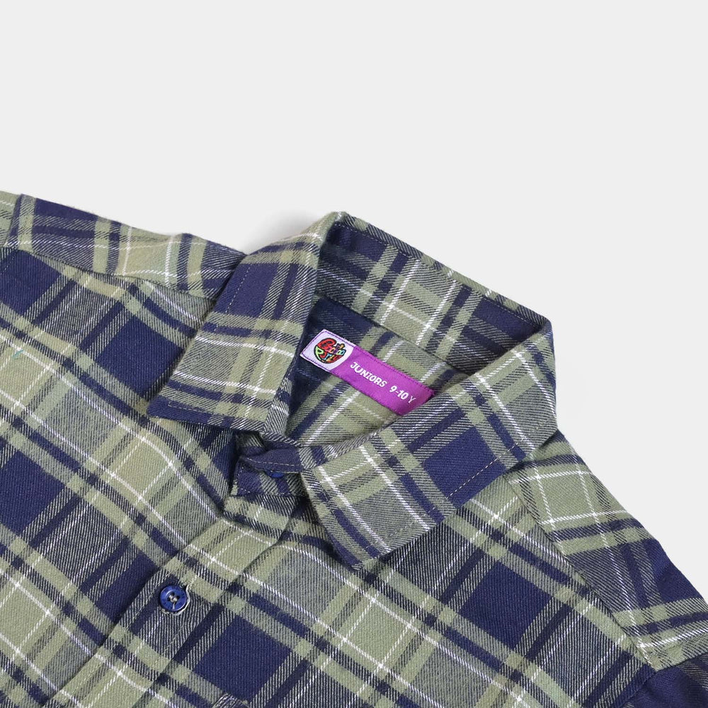 Boys Casual Shirt Basic Basic Flannel-Olive