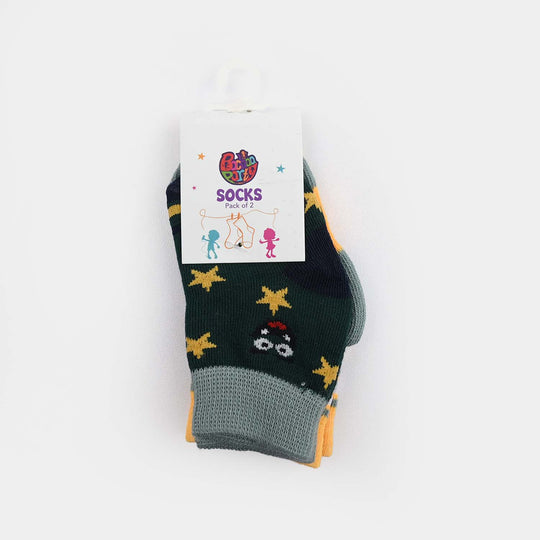 Infant Boys Cotton Sock Pack Of 2 Monster-Yellow.Green