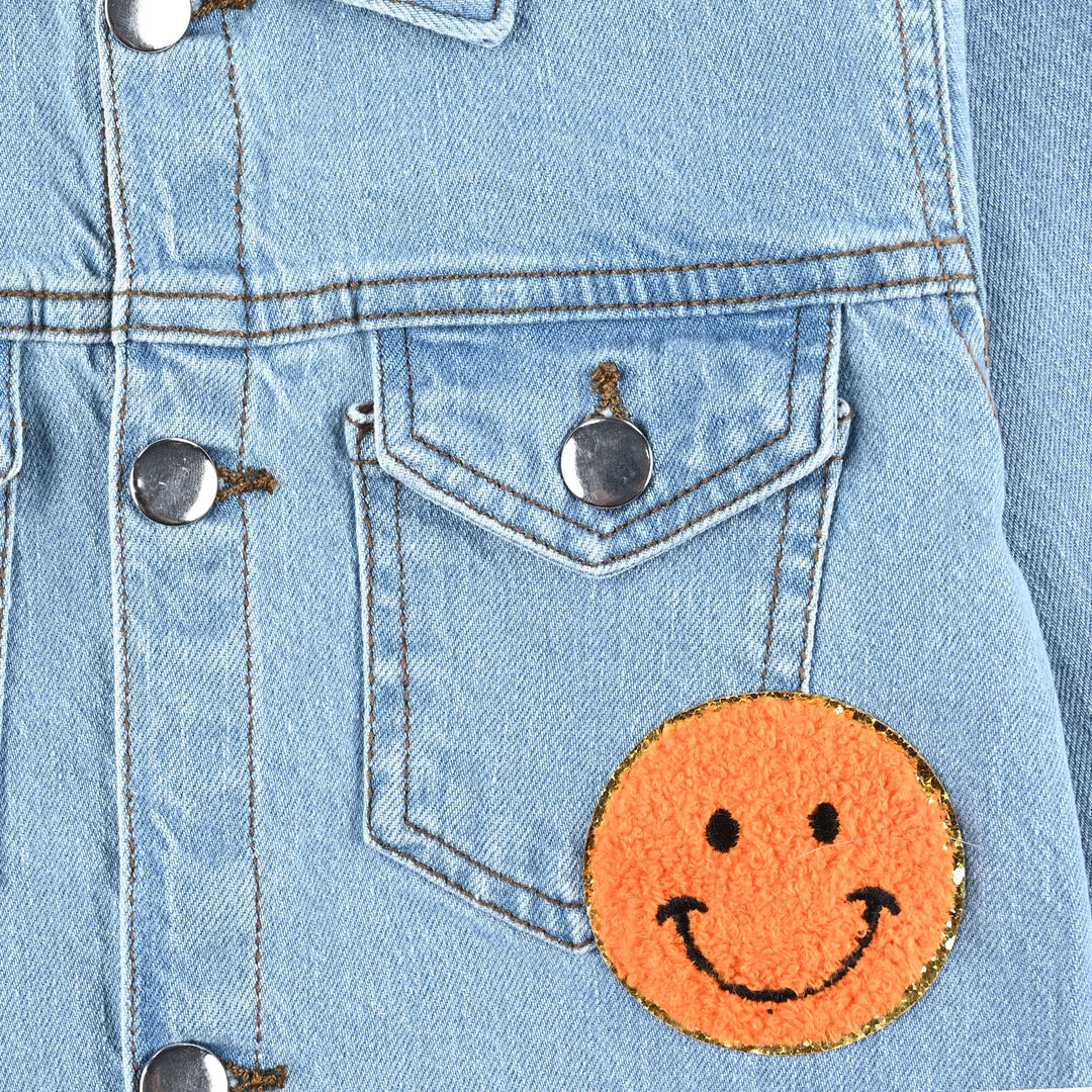 Girls Denim rigid Jacket Smiley-Ice Blue