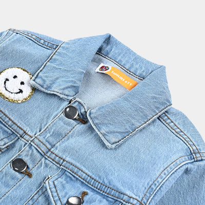 Girls Denim rigid Jacket Smiley-Ice Blue